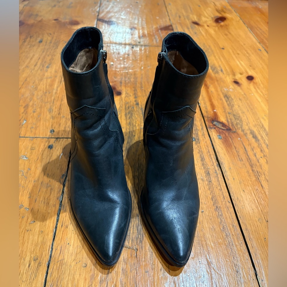 Frye Black Leather Heeled Boots